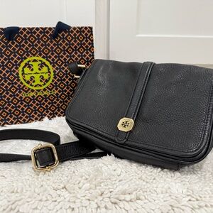 Tory Burch Black Pebbled Leather Crossbody